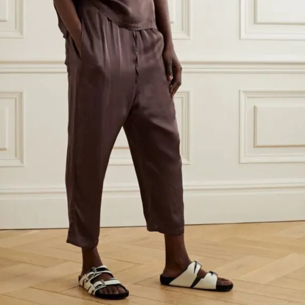 NILI LOTAN Safi Satin Pant High-Rise Chocolate Brown Small